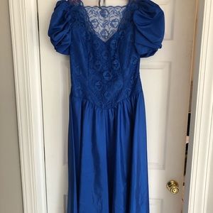 Blue lace bridesmaid dress